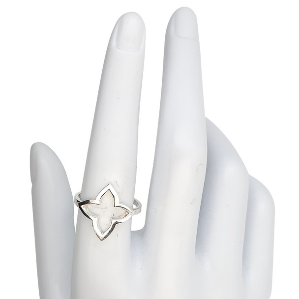 Four Petal Flower Motif Sterling Silver Ring