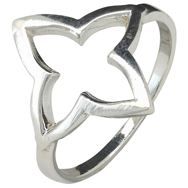 Four Petal Flower Motif Sterling Silver Ring