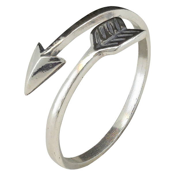 Wrapped Rustic Arrow Sterling Silver Ring