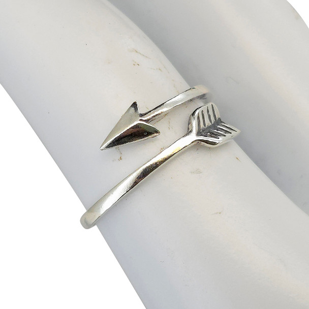 Wrapped Rustic Arrow Sterling Silver Ring