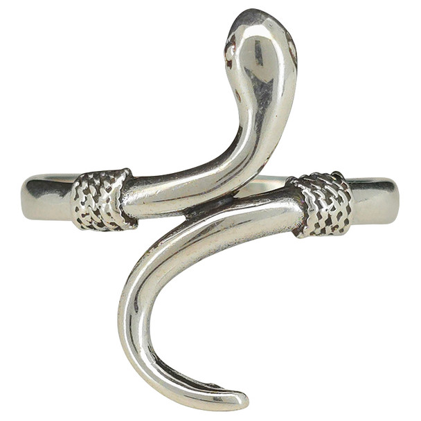 Sleek Banded Snake Sterling Silver Ring