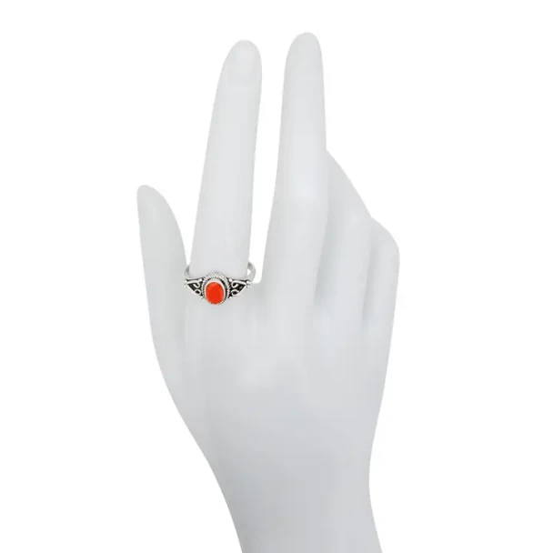 Faceted Red Onyx Sterling Silver Ring