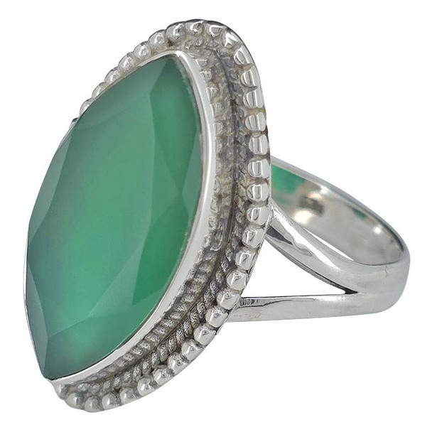 Faceted Green Onyx Sterling Silver Ring