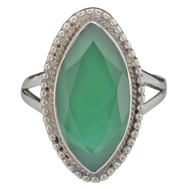 Faceted Green Onyx Sterling Silver Ring
