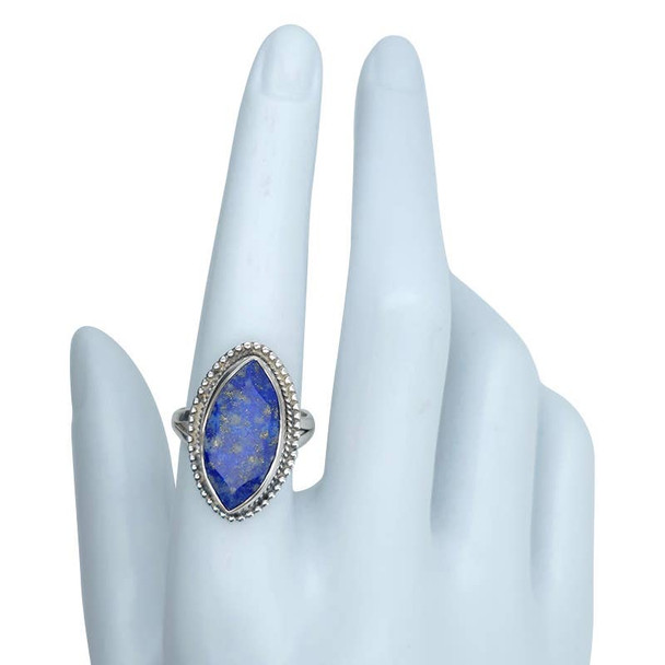 Faceted Lapis Sterling Silver Ring