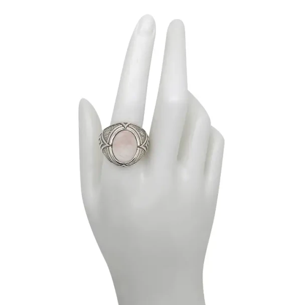 Rose Quartz Sterling Silver Men's Ring
