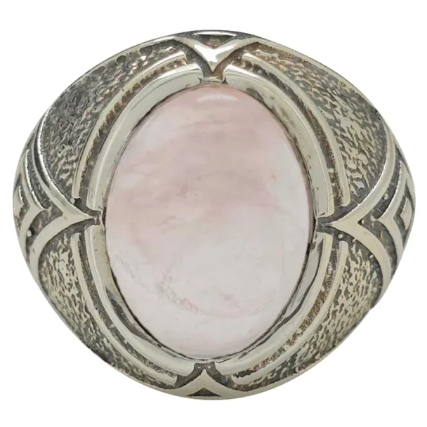 Rose Quartz Sterling Silver Men's Ring