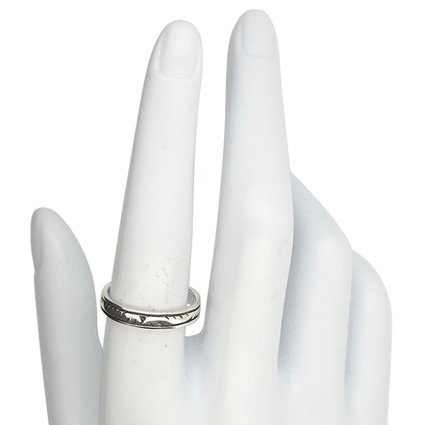 Irregular Notch Design Sterling Silver Stacking Band Ring