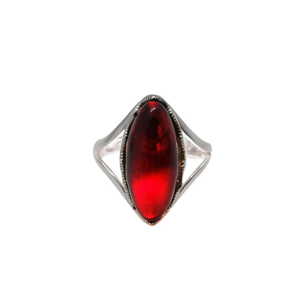 Cherry Amber .925 Silver Adjustable Ring