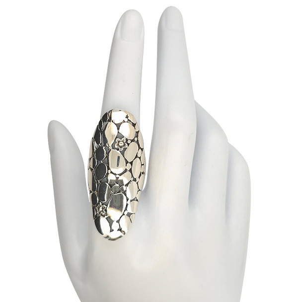 Long Sculpted Pebble Sterling Silver Knuckle Ring