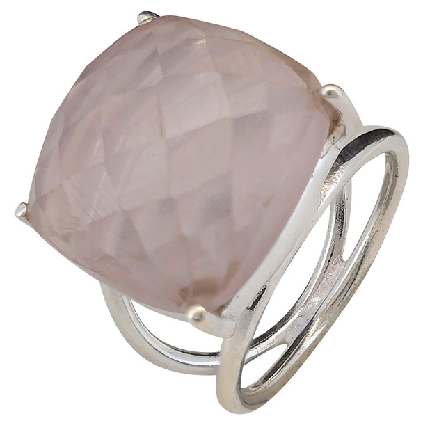 Faceted Rose Quartz Sterling Silver Ring