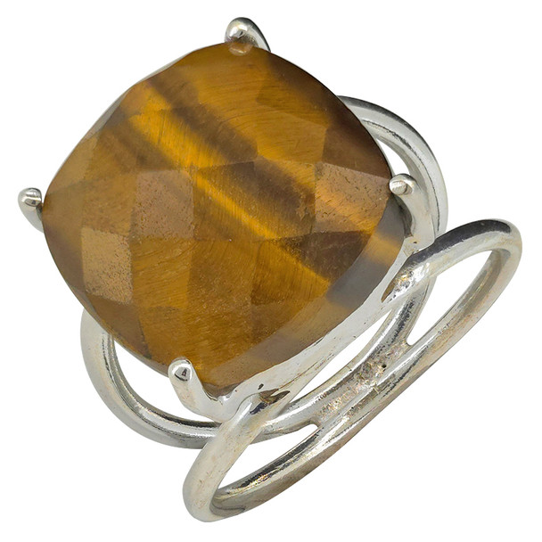 Faceted Tiger's Eye Sterling Silver Ring