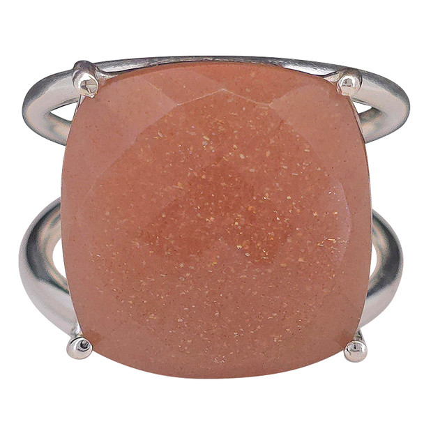 Faceted Sunstone Sterling Silver Ring