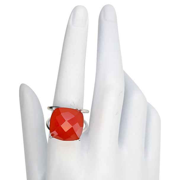 Faceted Red Onyx Sterling Silver Ring