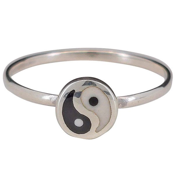 Mini Yin Yang Symbol Sterling Silver Stacking Ring