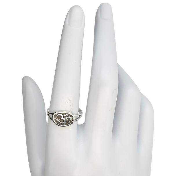 Indian Buddhist/Hindu Om Symbol Sterling Silver Ring