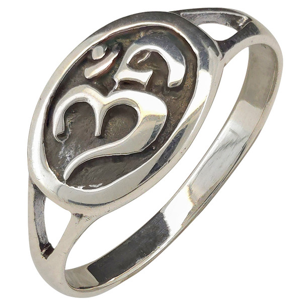 Indian Buddhist/Hindu Om Symbol Sterling Silver Ring