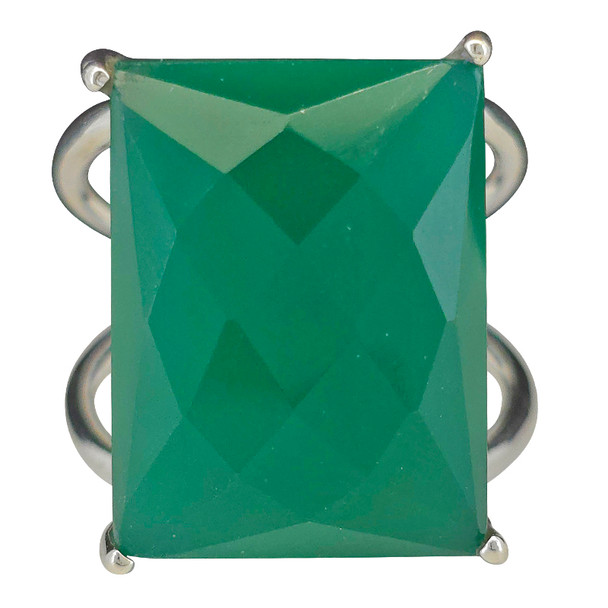 Faceted Green Onyx Sterling Silver Ring