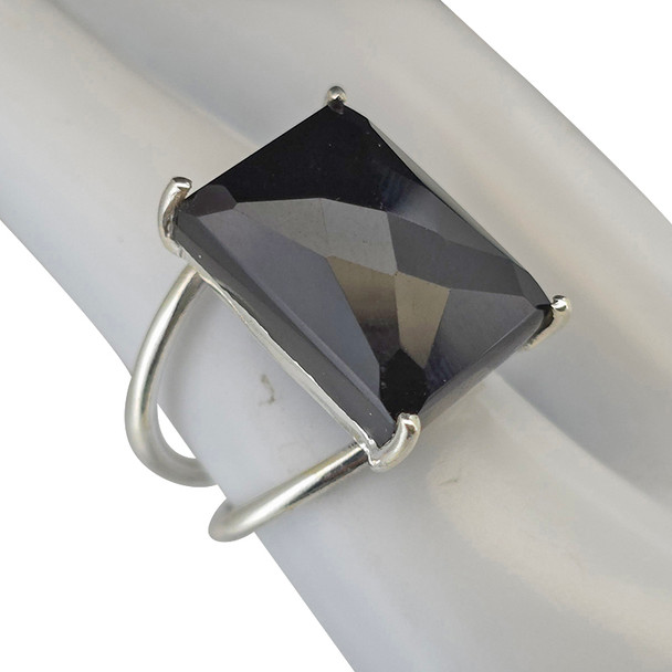 Faceted Black Onyx Sterling Silver Ring