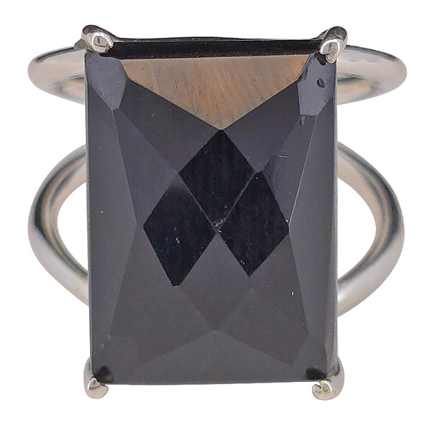 Faceted Black Onyx Sterling Silver Ring