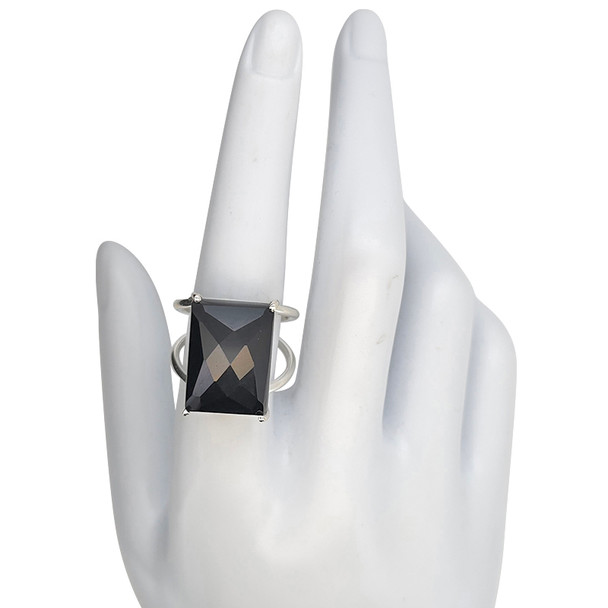 Faceted Black Onyx Sterling Silver Ring