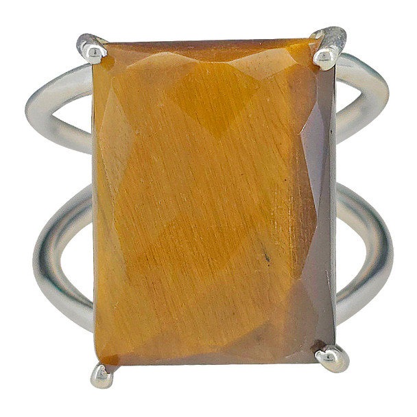 Faceted Tiger Eye Sterling Silver Ring