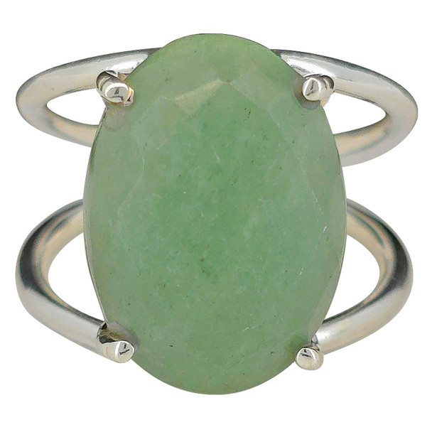 Faceted Green Aventurine Sterling Silver Ring