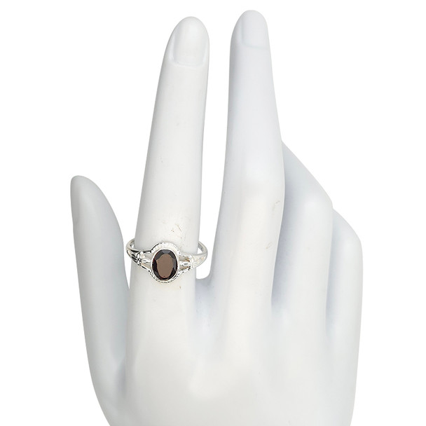 Faceted Garnet Sterling Silver Ring