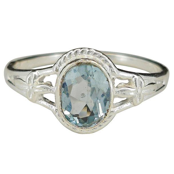Faceted Blue Topaz Sterling Silver Ring