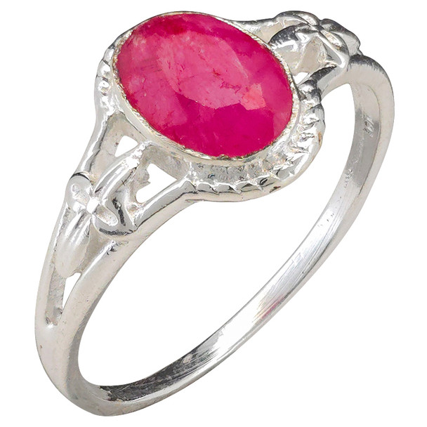 Faceted Composite Ruby Sterling Silver Ring