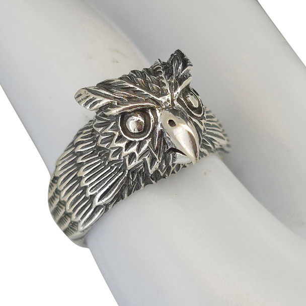 Horned Owl Sterling Silver Ring