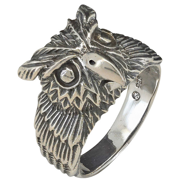 Horned Owl Sterling Silver Ring
