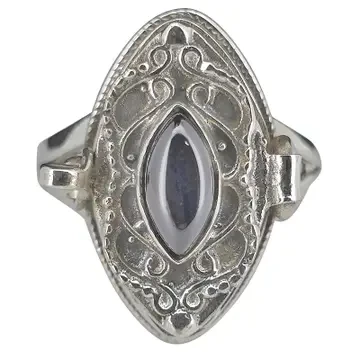 Black Onyx Sterling Silver Locket / Poison Ring