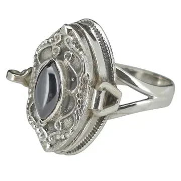 Black Onyx Sterling Silver Locket / Poison Ring