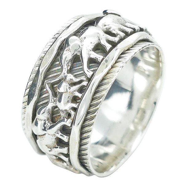 Elephant Themed Silver Spinner Ring