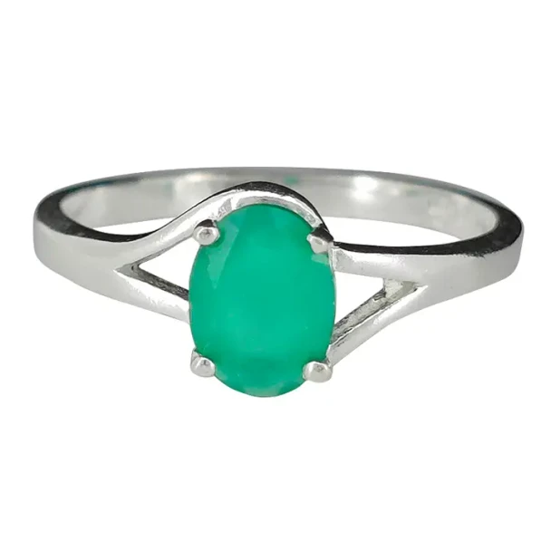 Faceted Green Onyx Sterling Silver Ring