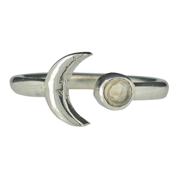 Smoky Quartz Moon Adjustable Ring