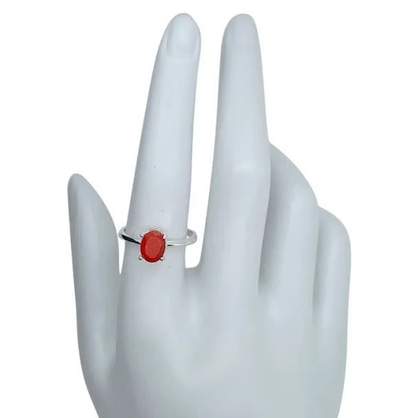 Faceted Red Onyx Sterling Silver Ring
