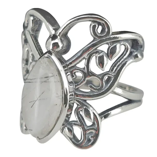 Rutilated Quartz Butterfly Ring