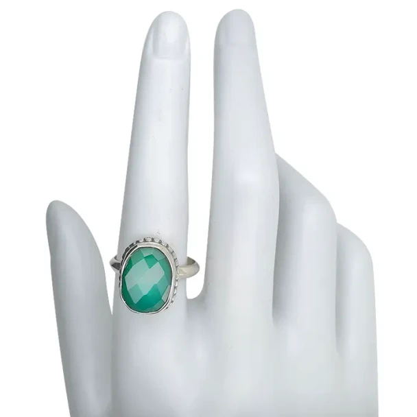 Faceted Green Onyx Freeform Ring
