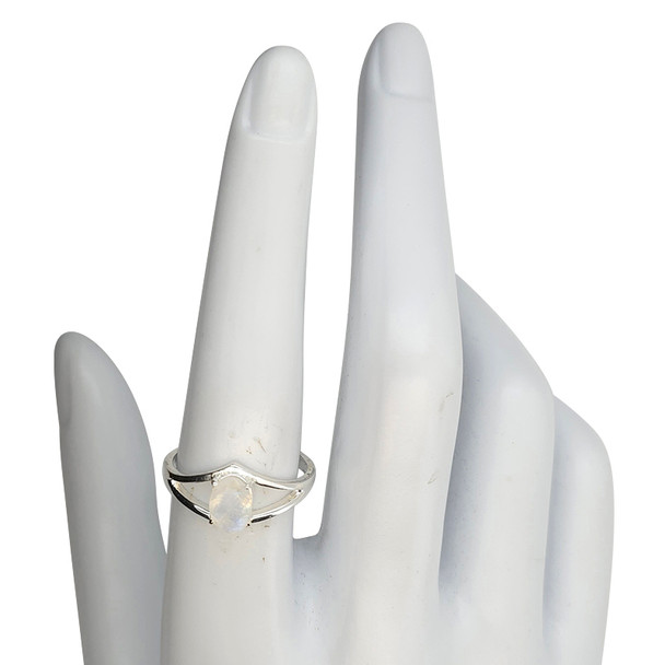 Open Faceted Oval Moonstone Sterling Silver Ring