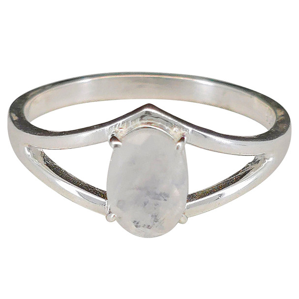 Open Faceted Oval Moonstone Sterling Silver Ring