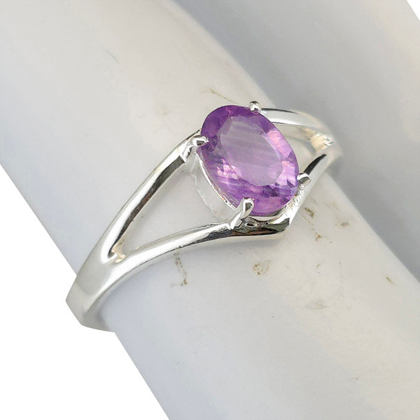 Open Faceted Oval Amethyst Sterling Silver Ring