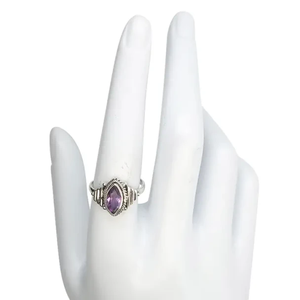 Faceted Amethyst Sterling Silver Ring