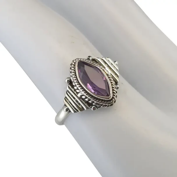 Faceted Amethyst Sterling Silver Ring