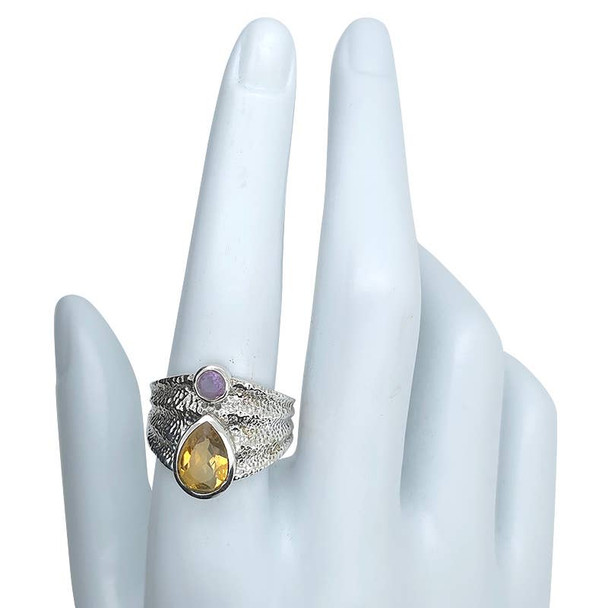 Faceted Citrine Sterling Silver Ring
