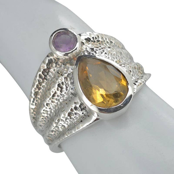 Faceted Citrine Sterling Silver Ring