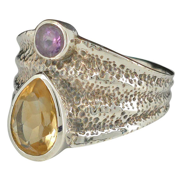 Faceted Citrine Sterling Silver Ring
