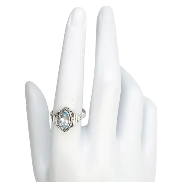 Faceted Blue Topaz Sterling Silver Ring