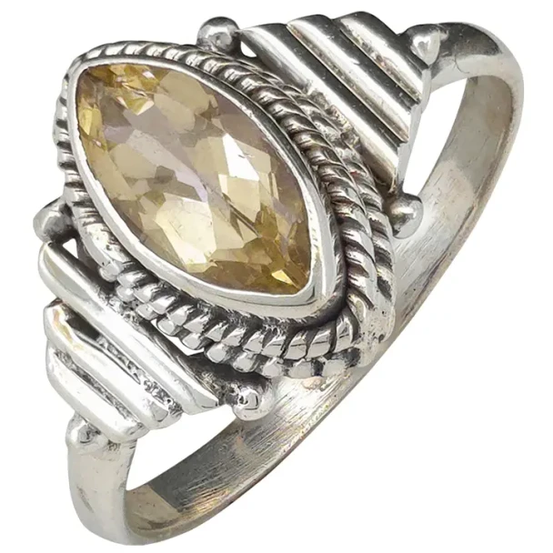 Faceted Citrine Sterling Silver Ring
